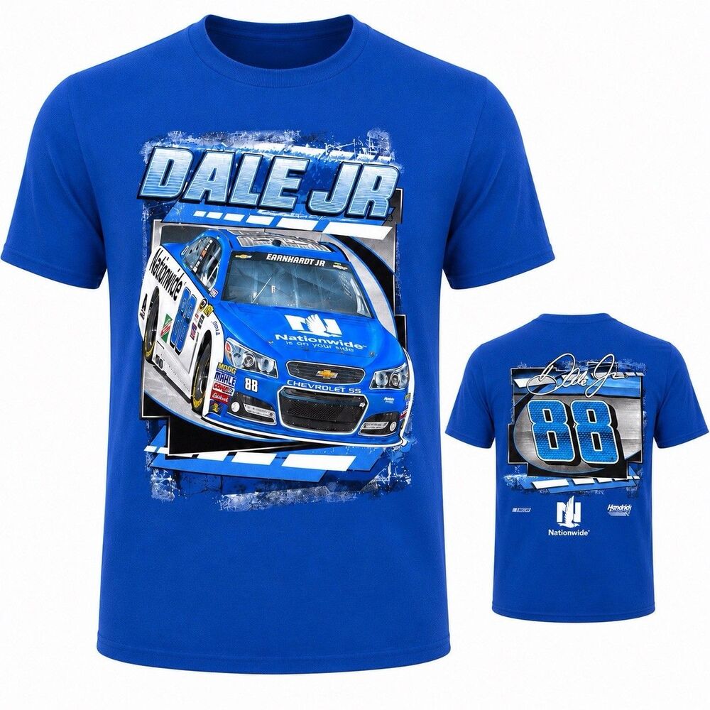 Dale Earnhardt Jr NASCAR #88 T-Shirt Blue Double Sided Racing Graphic Men's XL